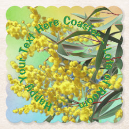 Voeg Tekstwatel en gum Leaves Aussie Scalloped Sq  Kartonnen Onderzetters