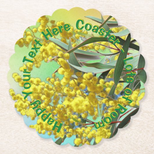 Voeg Tekstwatel en gum Leaves Aussie Scalloped toe Kartonnen Onderzetters (Voorkant)