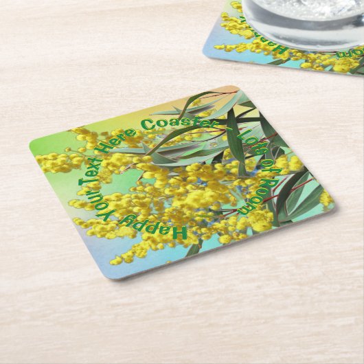 Voeg tekstwatje en gum Leaves Aussie toe Kartonnen Onderzetters (Schuin)