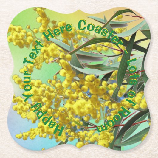 Voeg tekstwatje en gum Leaves Aussie toe Kartonnen Onderzetters (Voorkant)