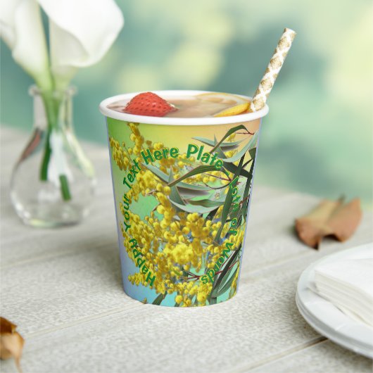 Voeg tekstwatje en gum Leaves Aussie toe Papieren Bekers (Insitu)