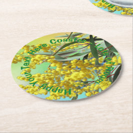 Voeg tekstwatje en gum Leaves Aussie toe Ronde Kartonnen Onderzetter