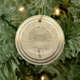 Voeg Text Gold Daisy Ceramic Ornament toe