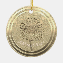 Voeg Text Gold Daisy Ceramic Ornament toe