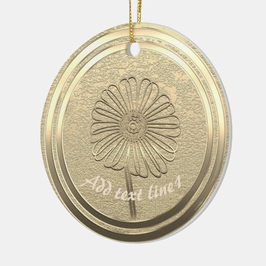 Voeg Text Gold Daisy Ceramic Ornament toe (Links)