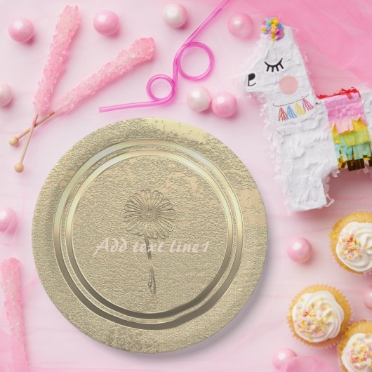 Voeg Text Gold Daisy toe Papieren Bordje (Feest)