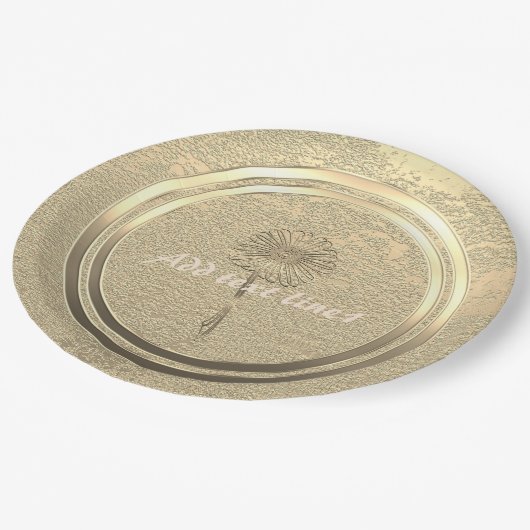 Voeg Text Gold Daisy toe Papieren Bordje (Gekanteld)