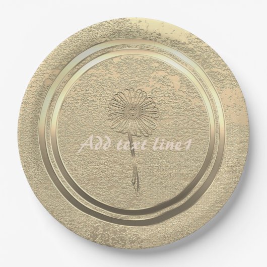 Voeg Text Gold Daisy toe Papieren Bordje (Voorkant)