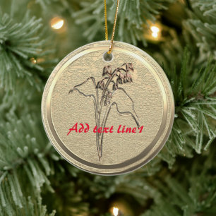 Voeg Text Gold Lily van de Valley toe Keramisch Ornament
