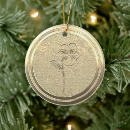 Voeg Text Gold Pansy Viola Ceramic Ornament toe