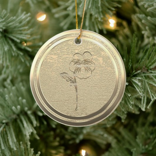 Voeg Text Gold Pansy Viola Ceramic Ornament toe (Boom)