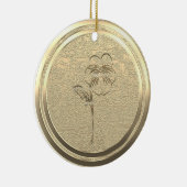 Voeg Text Gold Pansy Viola Ceramic Ornament toe (Rechts)