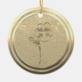 Voeg Text Gold Pansy Viola Ceramic Ornament toe