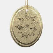 Voeg Text Gold Poinsettia December keramische sier Keramisch Ornament (Rechts)