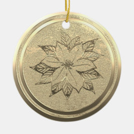Voeg Text Gold Poinsettia December keramische sier Keramisch Ornament