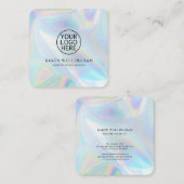 Voeg toe Bedrijf Logo Iridescent Modern Vierkante Visitekaartje (Voorkant / Achterkant)