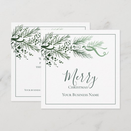 Voeg toe Business Logo Custom Unique Greenery Chri Feestdagenkaart (Voorkant / Achterkant)