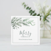 Voeg toe Business Logo Custom Unique Greenery Chri Feestdagenkaart (Staand voorkant)