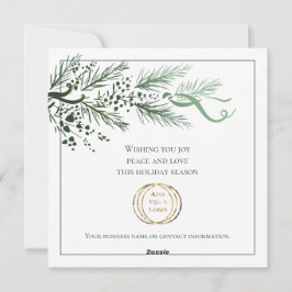 Voeg toe Business Logo Custom Unique Greenery Chri Feestdagenkaart