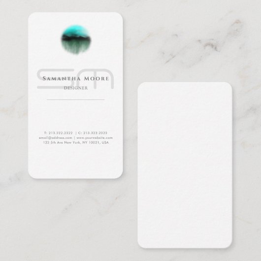 Voeg toe het witte Monogram van het Klein van de V Visitekaartje (Voorkant / Achterkant)