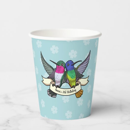 Voeg toe Jouw naam Verjaardagsfeest Kleurrijke Kol Papieren Bekers (Achterkant)