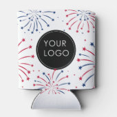 Voeg toe Logo 4th of July Business Company Firewor Blikjeskoeler (Achterkant)