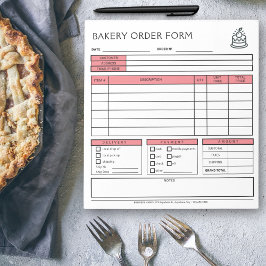 Voeg toe Logo Bakery Business Light Coral bestelfo Notitieblok