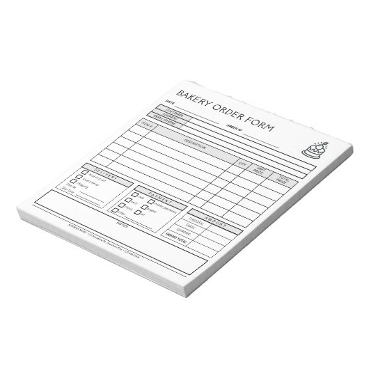 Voeg toe Logo Bakery Business Order Form Notitiebl Notitieblok (Linkerzijde)