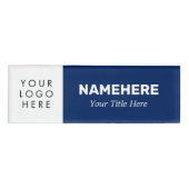 Voeg toe Logo Bold Modern Navy Blue Simple Naambadge (Voorkant)