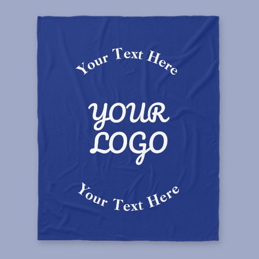 Voeg toe Logo Dark Navy Blue & White met Rand Fleece Deken