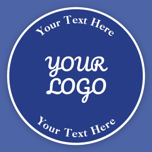 Voeg toe Logo Dark Navy Blue & White met Rand Ronde Sticker