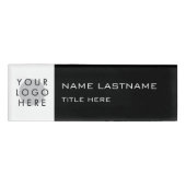 Voeg toe Logo Eenvoudige Naam Lastname Titel Zwart Naambadge (Voorkant)