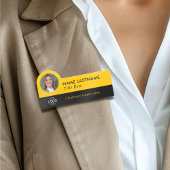 Voeg toe Logo Foto ID Helder Geel Zwart Bedrijf Naamplaatje