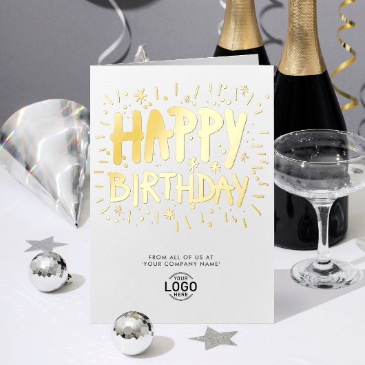 Voeg toe Logo Kantoor Fun Doodle Happy Birthday Folie Wenskaart