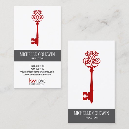 Voeg toe Logo Modern Real Estate Realtor Key Visitekaartje (Voorkant / Achterkant)