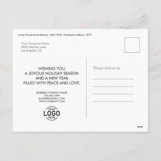 Voeg toe Logo Monet Art Painting Calendar 2026 Zak Feestdagenkaart (Achterkant)