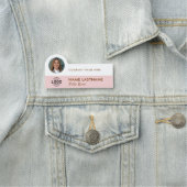 Voeg toe Logo Photo Modern Blush Pink White Busine Naamplaatje (In situ)