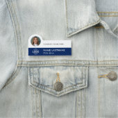 Voeg toe Logo Photo Modern Navy Blue White Busines Naamplaatje (In situ)