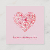 Voeg toe Logo Roze Waterverf Hart Valentijn Custom Vierkante Visitekaartje (Voorkant)