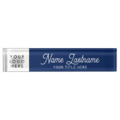 Voeg toe Logo Script Calligrafie Titel Navy Blue Naambordje (Voorkant)