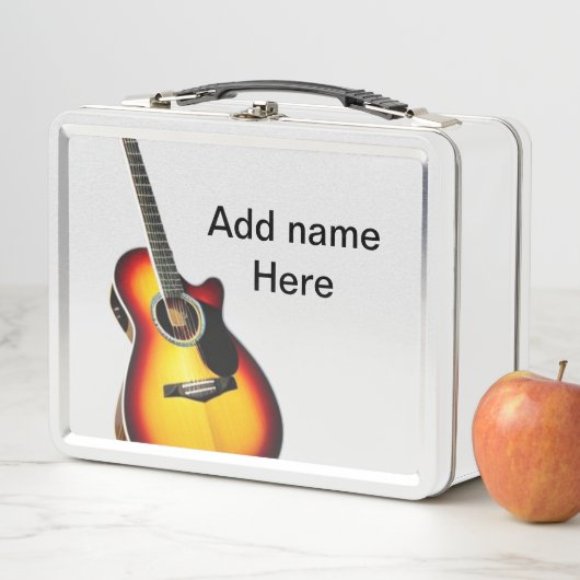 Voeg u tekst toe met een bruine akoestische gitaar (In situ)