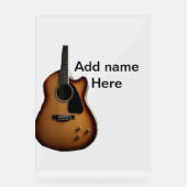 Voeg u tekst toe met een bruine akoestische gitaar acryl bord (Voorkant)