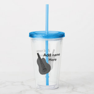 Voeg u tekst toe met een bruine akoestische gitaar acryl drinkbeker