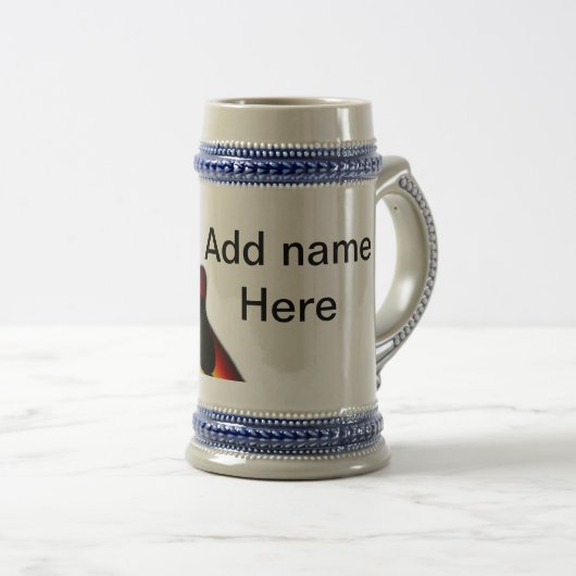 Voeg u tekst toe met een bruine akoestische gitaar bierpul (Voorkant rechts)