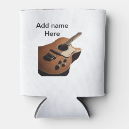 Voeg u tekst toe met een bruine akoestische gitaar blikjeskoeler