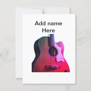 Voeg u tekst toe met een bruine akoestische gitaar briefkaart