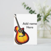 Voeg u tekst toe met een bruine akoestische gitaar briefkaart (Staand voorkant)