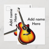 Voeg u tekst toe met een bruine akoestische gitaar briefkaart (Voorkant / Achterkant)