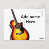 Voeg u tekst toe met een bruine akoestische gitaar briefkaart (Achterkant)