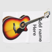 Voeg u tekst toe met een bruine akoestische gitaar golfhanddoek (Horizontaal)